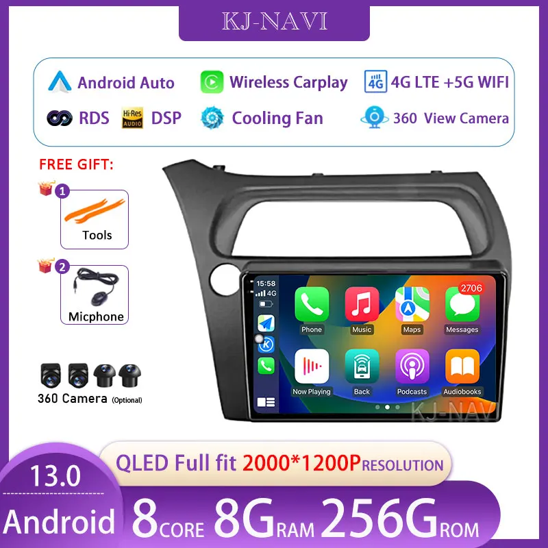 

Android 13 For Honda Civic Hatchback 2006-2011 Car Radio Multimedia Player Video Navigation 2 Din Stereo DVD Accessories Speaker