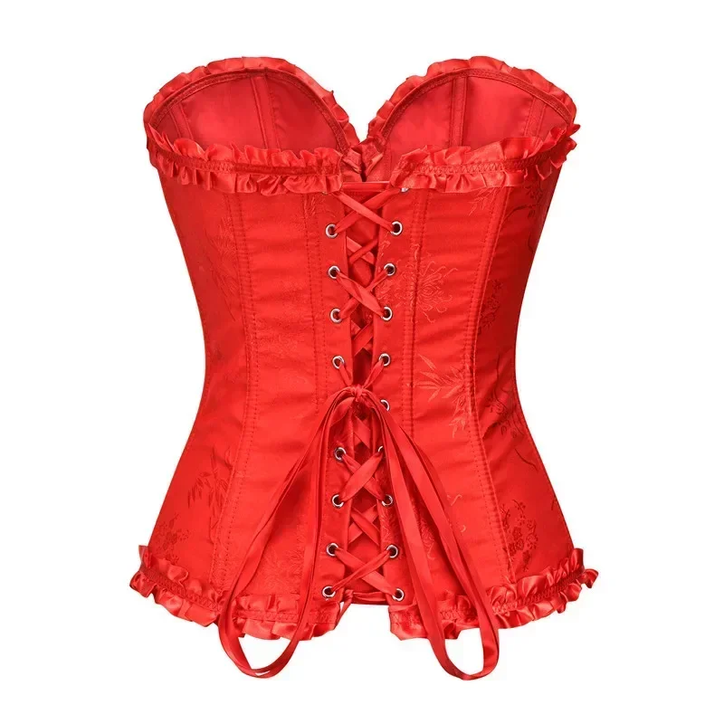 Gelbe Korsetts und Bustiers für Damen, Top, sexy Korselett, Überbrust-Brokat, Vintage-Renaissance-Mieder, Übergröße, Grün, Weiß – Detail 25