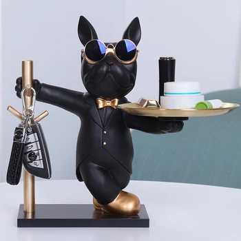 Tirelire de majordome en résine avec décoration de table nordique, sculpture animale cool, ornement de chien, boîte de rangement avec escalier, bouledogue, pièce de monnaie 1