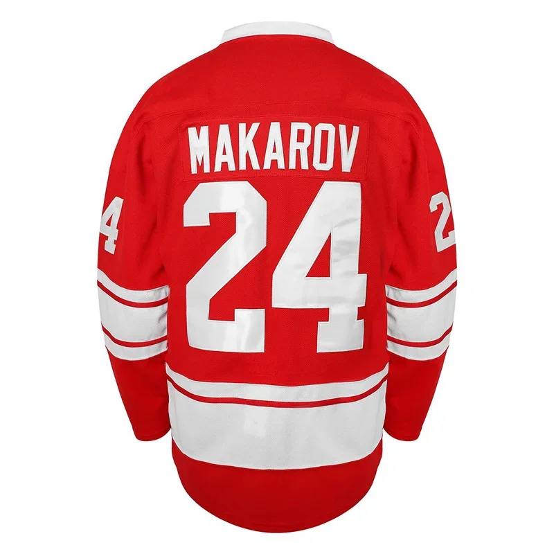 Men's Ice Hockey Jersey Outdoor Sportswear Embroidered Tops Movie CCCP MAKAROV #24