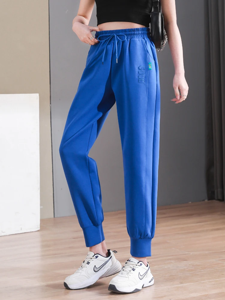

Blue Women's Jogger Pants 2022 Drawstring Fashion Loose Full Length Ladies Casual High Waist Cotton Sweatpant Trousers S-5XL