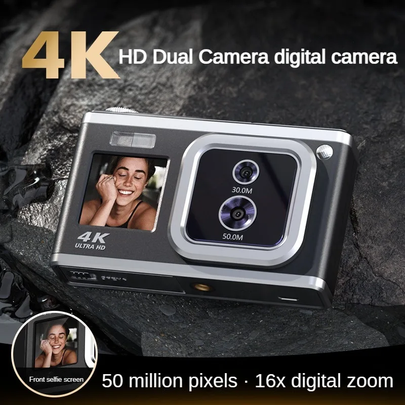 

4K HD Digital Cameras Professional 16x Digital Zoom Auto Focus Dual Lens Front and Rear Display Screens Selfieable Camcorders