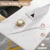 Gold Dining Dinner Table: 55 Inches Modern White Dining Room Table with Golden Legs, Faux Marble Small Kitchen Table 6