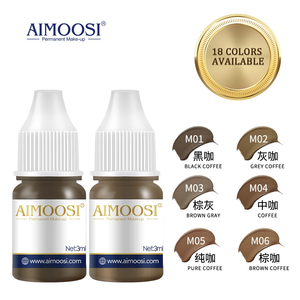 3ml Tattoo Microblading Paint Ink Pigment 18 Colors Semi Permanent Makeup Eyebrows Lips Tint Consumables tattoo ink tattoo ink pigment