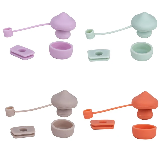  Silicone Mushroom Straw Cover Kit Straw Topper Dust