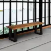 Wooden Dining Bench Seating Chair Rustic Indoor Outdoor Furniture Rustic Brown Black 1