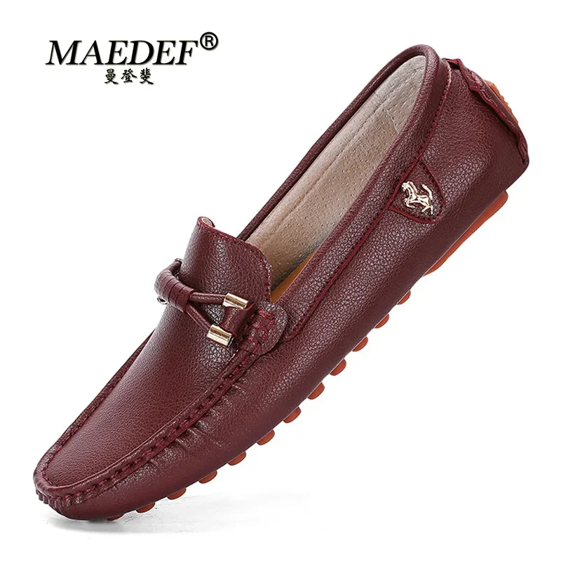 

MAEDEF Leather Men's Casual Shoes 2024 Fashion Men Loafers Moccasins Soft Breathable Slip on Black Driving Shoes Plus Size 37-48