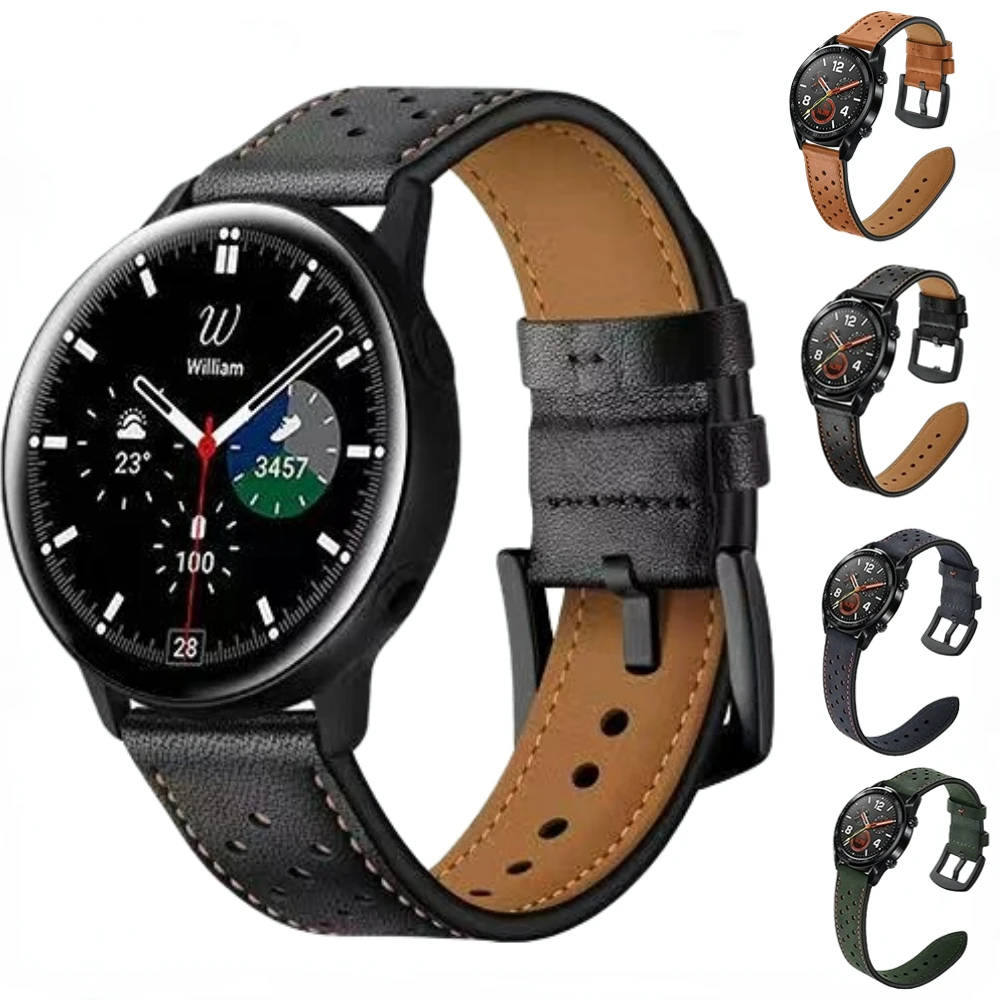 

22mm 20mmLeather strap For Samsung Galaxy Watch 3/Huawei Watch 3/Amazfit GTR Breathable bracelet strap For Huawei Watch GT2 Band