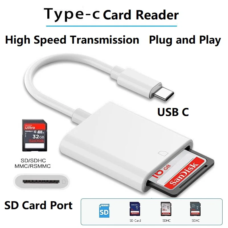 Lightning to SD Card Reader for iPhone Type C SD Memory Card Reader Adapter for Samsung VIVO Xiaomi OPPO MacBook Air card reader sd card reader