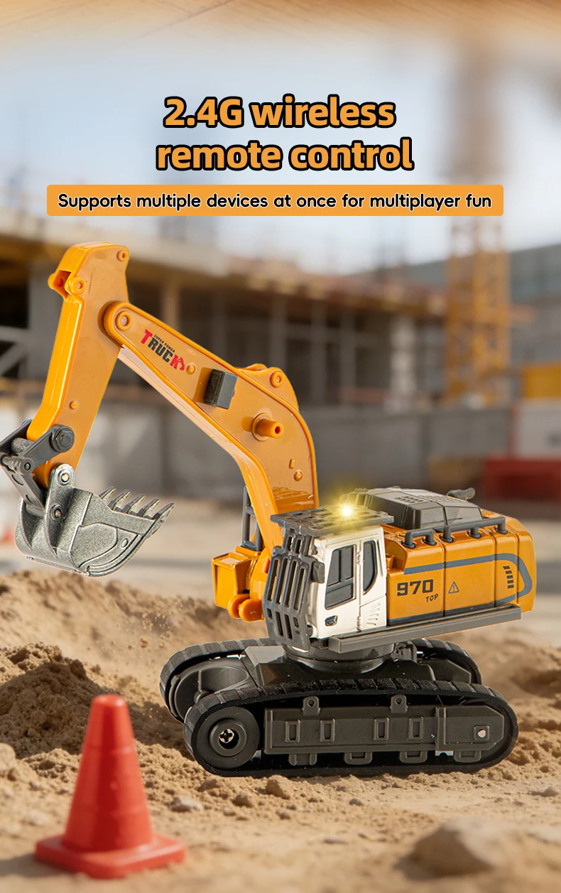 ZWN 1:64 RC Modellauto Ferngesteuerter Bagger Muldenkipper Gabelstapler Legierung Kunststoff Simulations-Baufahrzeug Spielzeug für Kinder – Detail 6