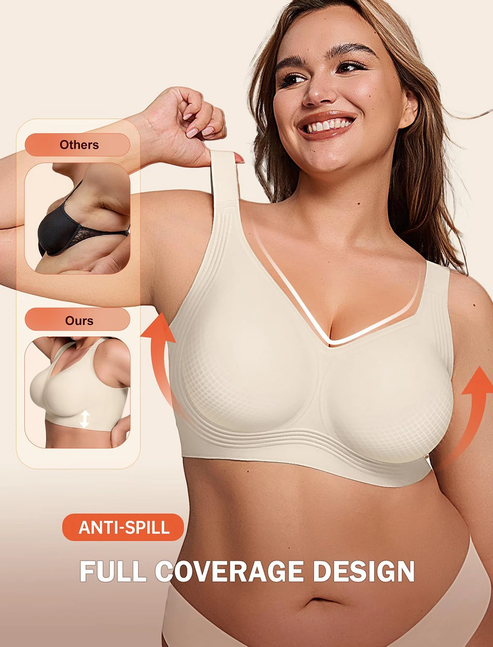 Plus Size Push Up Jelly Bra Seamless No Underwire Bras Full Coverage Brassiere Hide Back Fat Tshirt Bras Comfort Daily Bralette