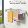 Laundry Drying Rack Collapsible Wall Mounted Clothes Drying Rack Length 80cm&1meter 5 Aluminum Rods, 60lb Capacity Laundry Racks 4