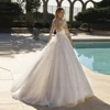 ANGEL Princess Lace Wedding Dresses For Woman Applique 3/4 Sleeves Bride Gowns A-Line Glitter Tulle Illusion Robe De Mariage 2