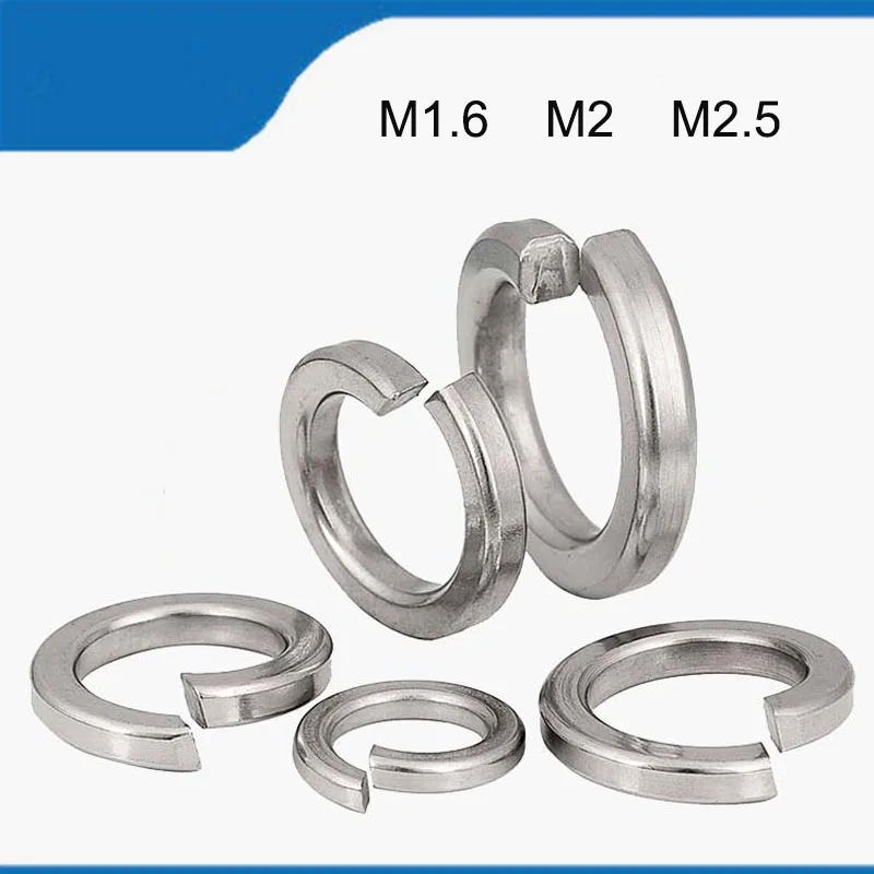 

High Quality M1.6 M2 M2.5 200PCS 304 Stainless Steel Spring Split Lock Washer Metal Round Elastic Gasket GB93