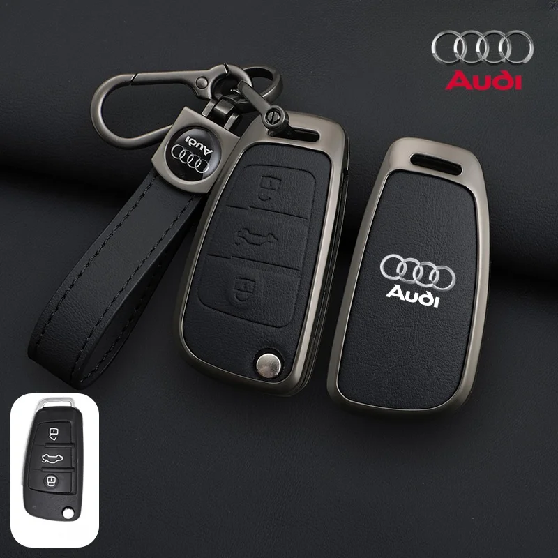 Zinc Alloy Leather Car Remote Key Case Cover Key Case Car Key Shell Audi A1 A3 8P A4 A5 A6 C7 A7 S3 S7 S8 R8 Q2 Q3 Q5 Q7 Q8 SQ5 TT RS3 RS6 Keychain