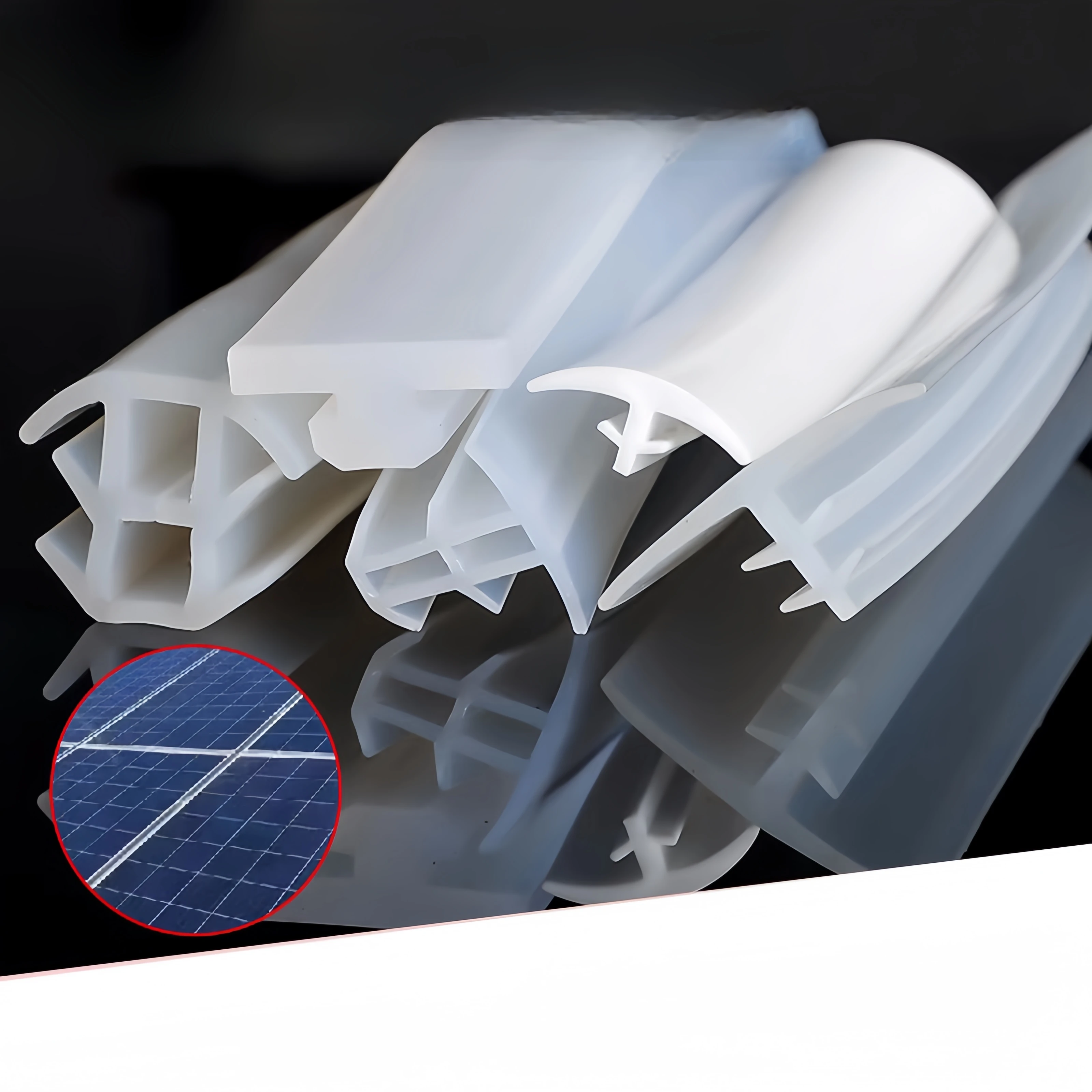 Silicone Rubber T Strip Gap Cover for Solar Photovoltaic Metal Cable Trench Monocrystalline Solar Panel Sealing White Black