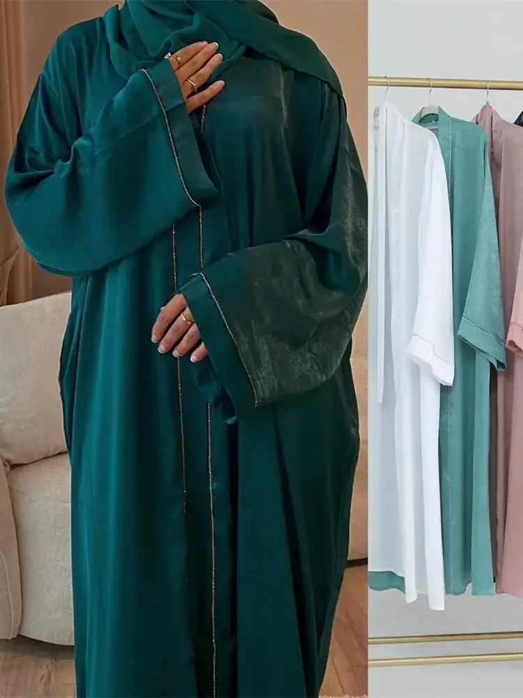 

Ramadan Satin Kimono Abaya Dubai Turkey Muslim Islam Saudi Arabia Kebaya Robe African Dresses Abayas for Women Caftan Djellaba