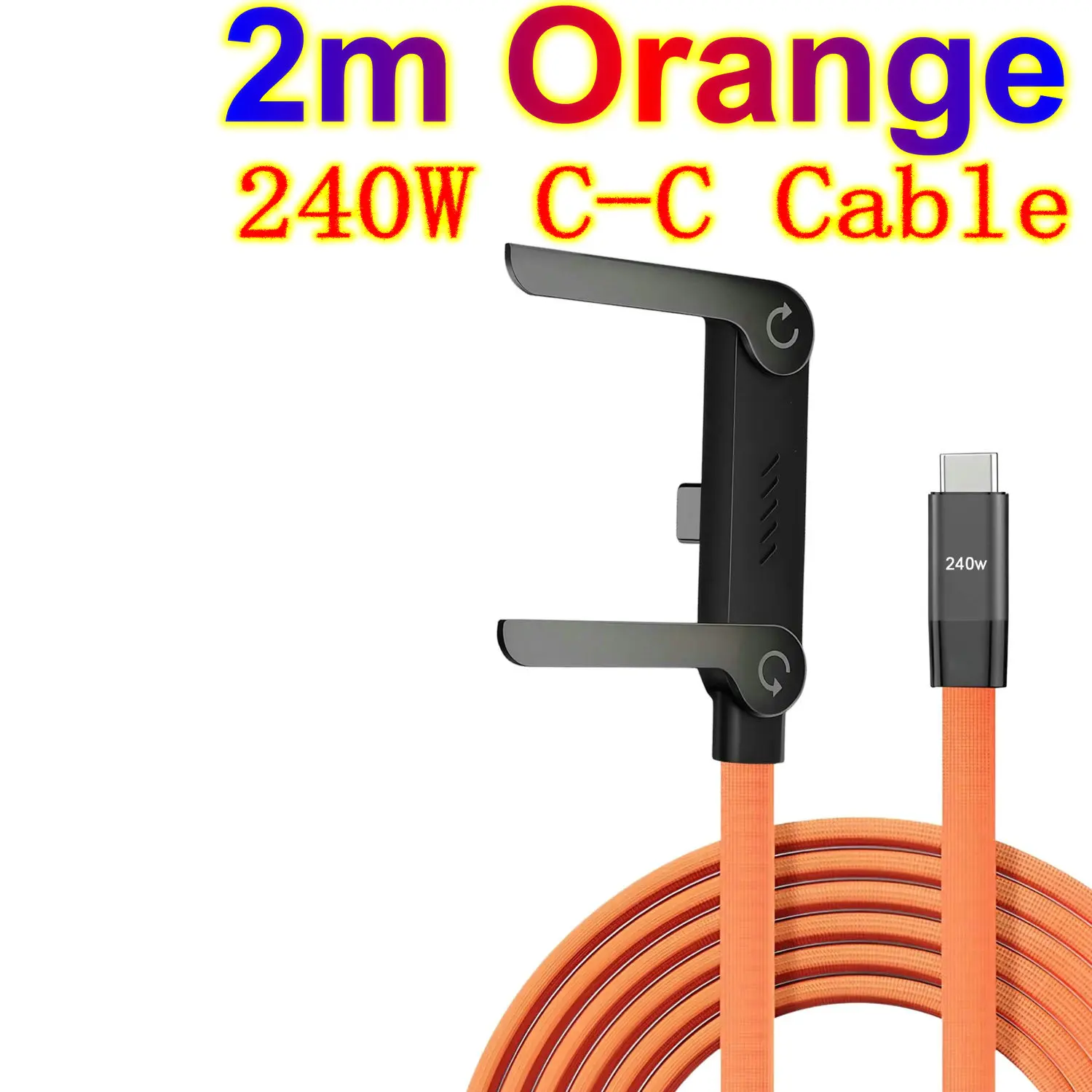 2m Foldable Charging Cable With Integrated Stand Fast Charging Long Cable Phone Tablet 240W Ultra-Fast Data Cable Phone Holder 5