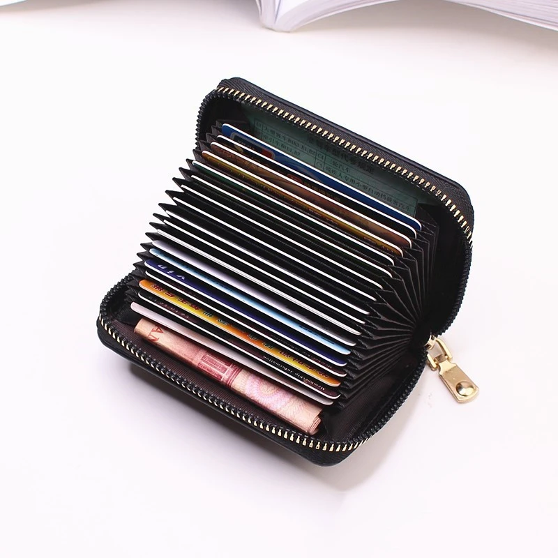 Business Card Holder Wallet Women/men Gray Bank/ID/Credit Card Holder 20 Bits Card Wallet PU Leather Protects Case Coin Purse