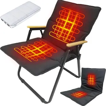 Heated Camping Chair with 15000mAh Battery Pack & Removable Cushion, Folding Camping Chair Hot  Seat Easy Assembly Camping C