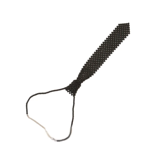 Cravatta Preannodata Con Perle - Cravatta Elegante Per Donna E Uomo, Ideale Per Lavoro E Eventi - Foto 4