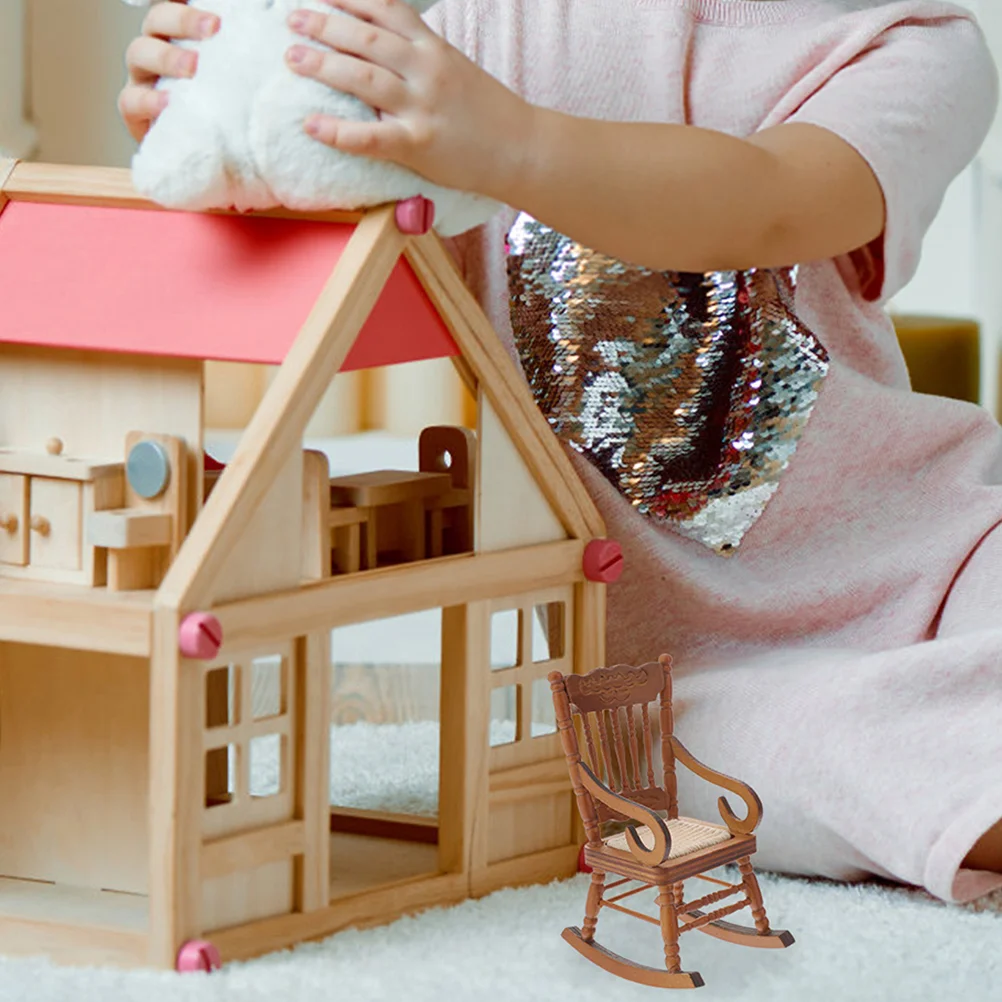 

Realistic Mini House Decor Wear-resistant Miniature Toy Adorable Chair Model Wood Accessories