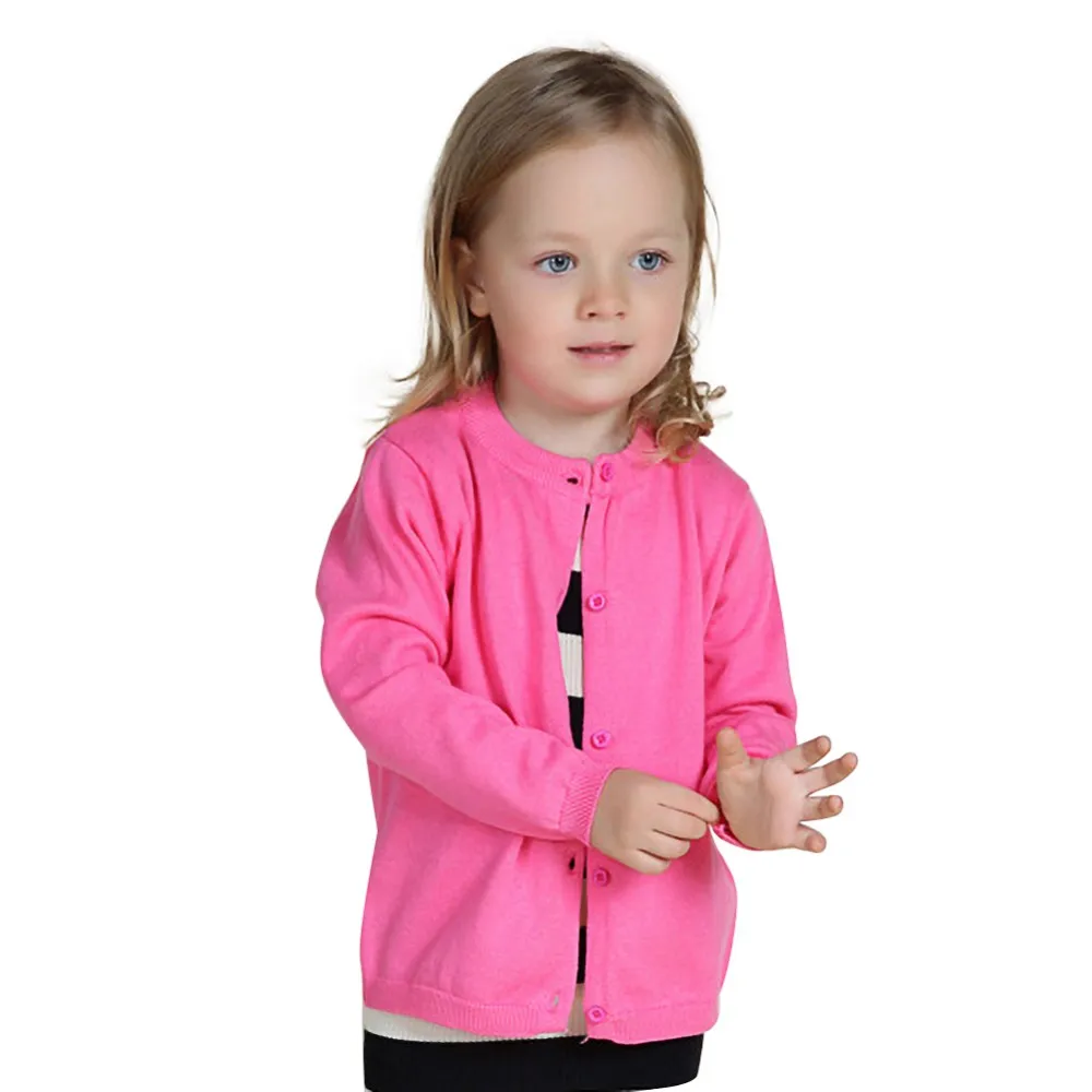 Toddler Boys Girls Crewneck Cardigan Sweaters Long Sleeve Kids Button Cotton School Uniform Knit Tops Outwear kids sweater