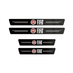 Carbon Fiber Leather Car Door Sill Protector Strip, 1/4/5 Pieces Set (4Pcs Car Door)