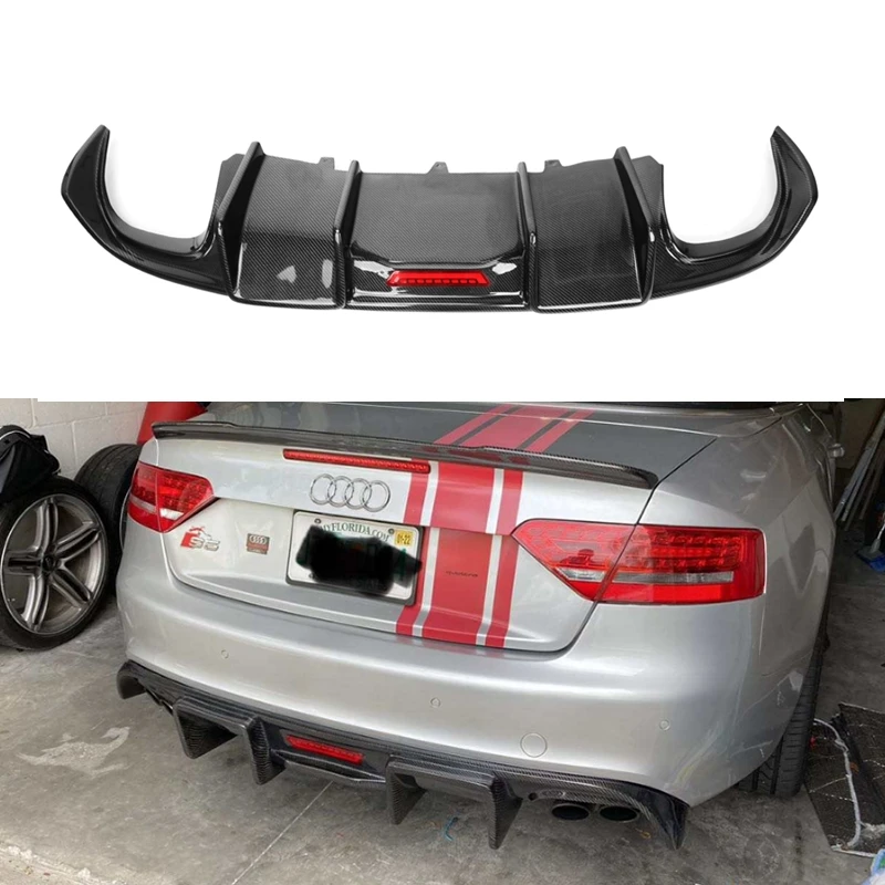 

Carbon Fiber Rear Diffuser Lip for A5 B8 S5 2 Door Coupe convertible 2009-2011 S Line Sport Bumper Cover with LED Light