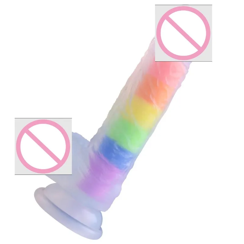Realistic Dildo Suction Cup Rainbow Five-color Extra-large Extra-thick Dildo Fake Cock Vaginal Masturbator Female Couple Sex Toy