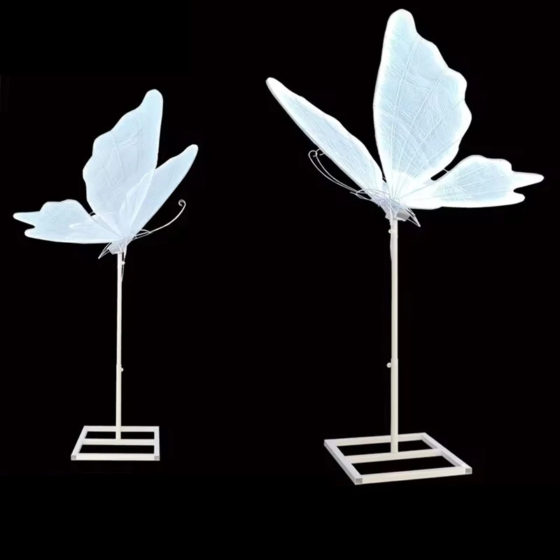 2Pcs New luminous butterfly wedding props road guide lights wedding stage luminous electric wings iron decoration ornaments 1
