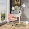 Swivel Faux Fur Office Chair, Vanity Chair W/ Adjustable Height, Wheels, Pink 4