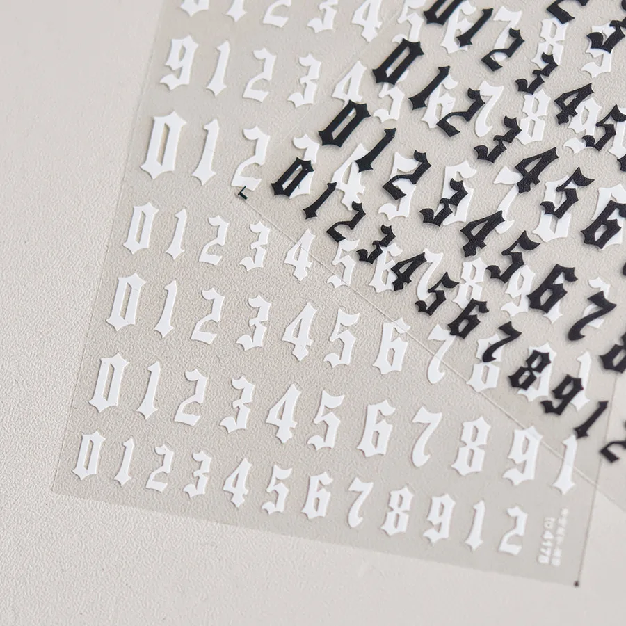1pc 0-9 Number 3D Nail Art Stickers 3D Golden Silver Black Small Alphabet Letter Self Adhesive Decals Manicure Sliders