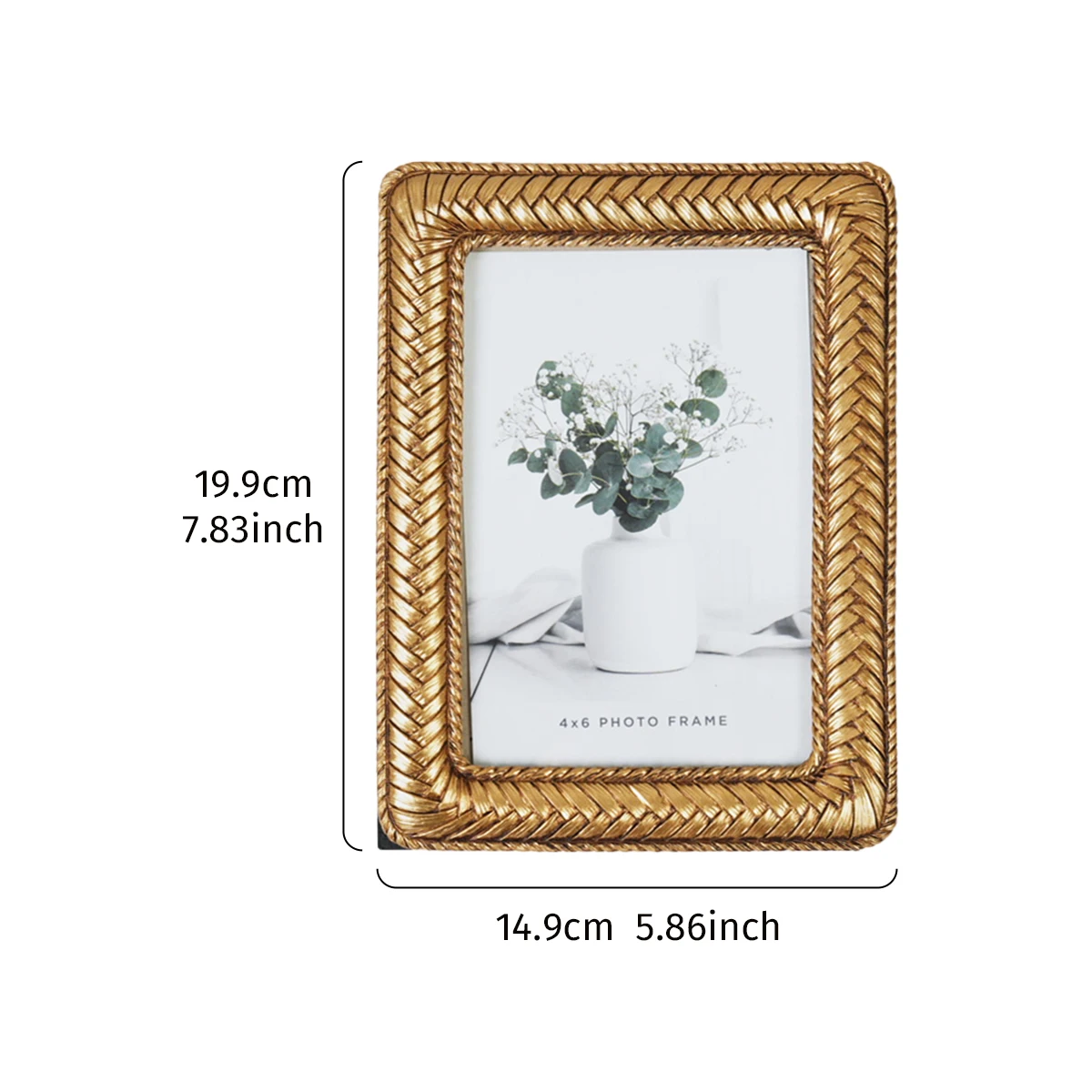 1PC, a photo frame made of resin with a golden woven pattern frame decoration, available in multiple styles