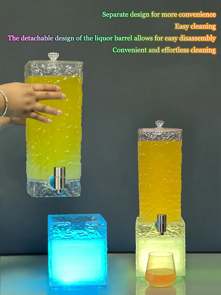 3L LED Luminous Beer Cannon Beer Tower Dispenser Outdoor Camping Bar KTV Party Acrylic Unbreakable Ice Buckets With faucet