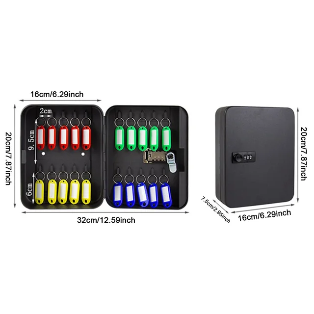 Combination Key Cabinet 20 Key Hooks Locking Key Organizer with Key/Code Lock Storage Lock Box Key Security Box For Home Office 6