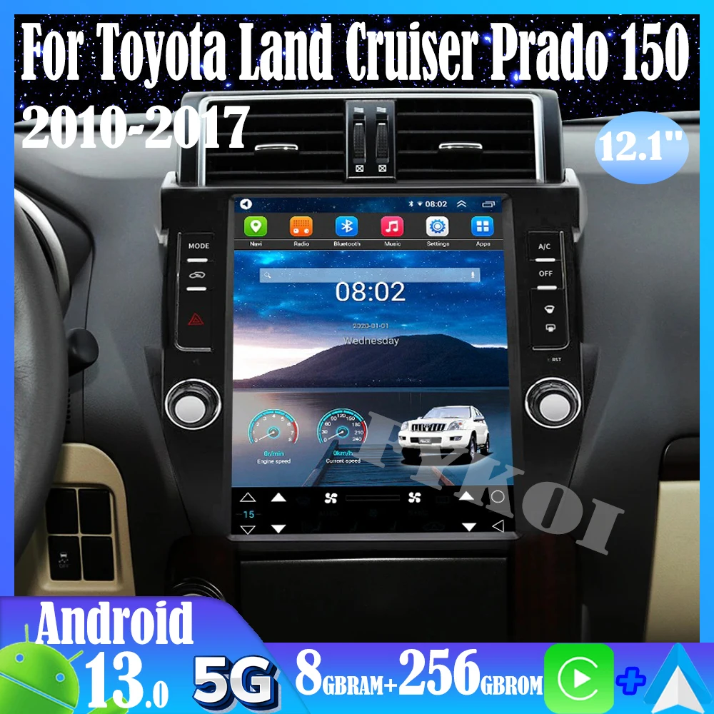 안드로이드13 Toyota Land Cruiser Prado 150 2010-2017 차량용 라디오 자동차 멀티미디어 Tesla Screen Carplay 자동 블루투스 GPS 4G
