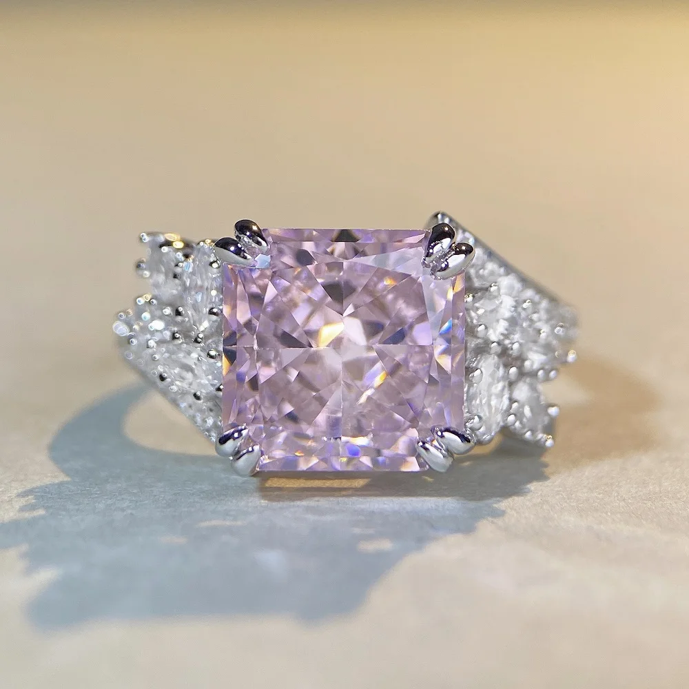 

Женское серебряное кольцо с фианитом, кольцо принцессы обещания солитера розового цвета 925 пробы