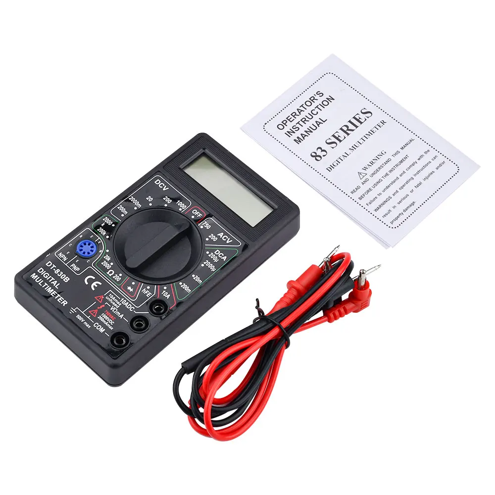 

DT830B AC/DC LCD Digital Multimeter Voltmeter Ammeter Ohm Tester High Safety Electrical Handheld Meter Digital Multimeter