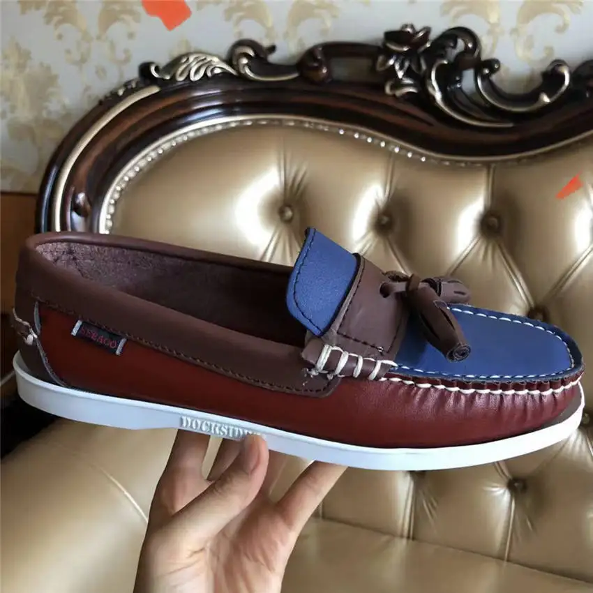 

Men Genuine Leather Driving Shoes,Slip On Docksides Classic Boat Shoe,Brand Design Flats Loafers For Men Women 2022A07