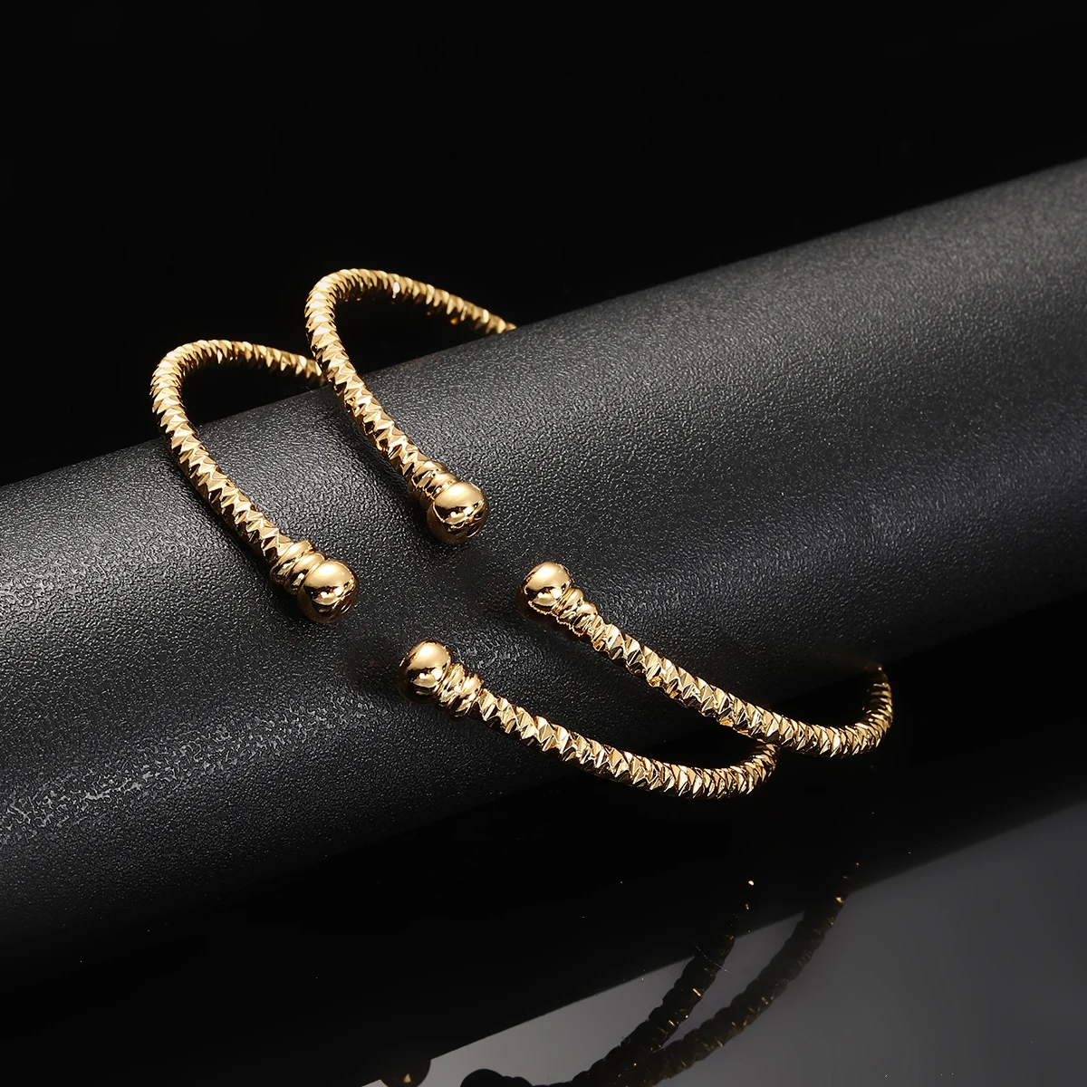 2 Pcs Golden Color Women Dubai Bride Wedding Ethiopian Bracelet Africa Bangle 4