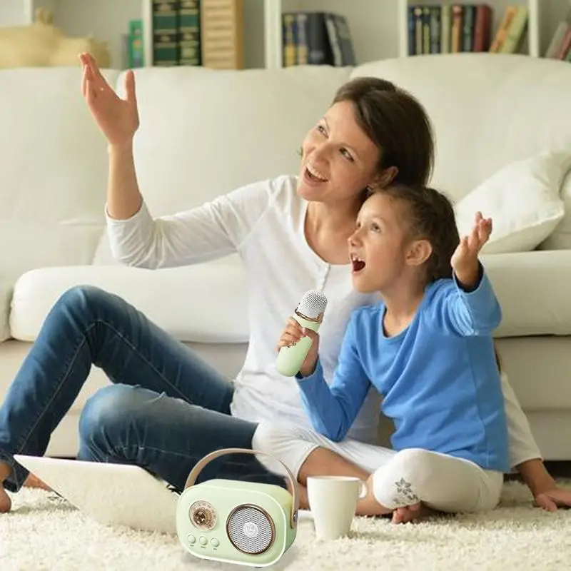 Wireless Karaoke Speaker Kit Small Karaoke With Two Microphones Portable Festival Mics For Adults Home Entertainment