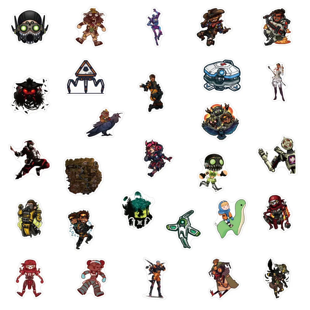 50PCS/Pack Game Apex Legends Stickers Graffiti Decals For Kid Toys Skataboard Suitcase Motorcycler Room Wall Cartoon Mini Paper