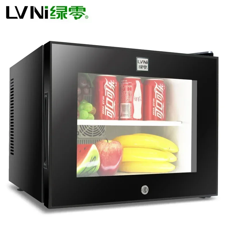 220V 20L Hotel Room Small Refrigerator Mini Transparent Freestanding Display Freezer Mute Mini Fridge 8-15 Celsius