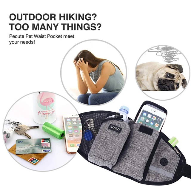 Pet Dog Training Waist Bag Dogs Treat Bag Hands-free Sports Multifunction Outdoor Walk Dog Leash Reflective Waterproof Nylon 3