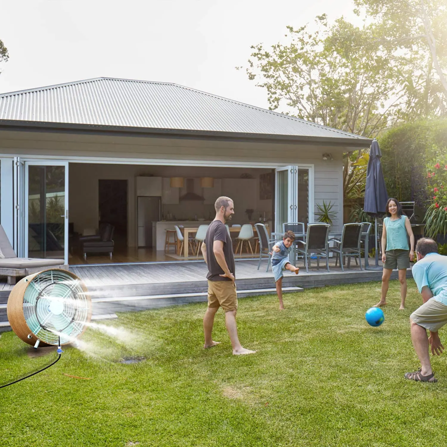 Portable-Misting-Kit-For-Fan-with-5pcs-Brass-Sprinkler-Nozzles-with-Mini-Quiet-24V-Pump-for.jpg Hordozható Ködös Készlet Ventilátorokhoz 5Db Sárgaréz Sprinkler Fúvókák Mini Csendes 24 V -Os Szivattyúval - Image 6