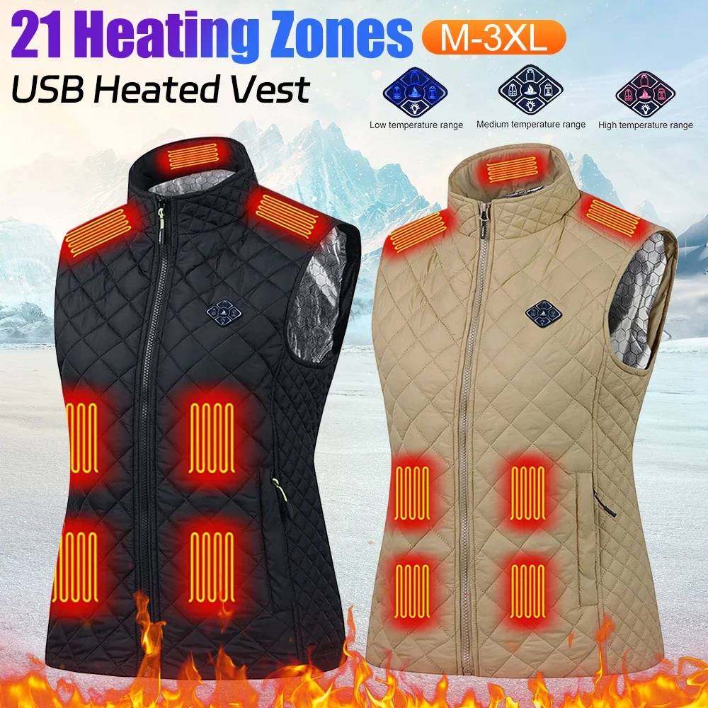 21 Heating Zones USB Heated Vest Electric Heated Jackets Sportswear Coat for Women