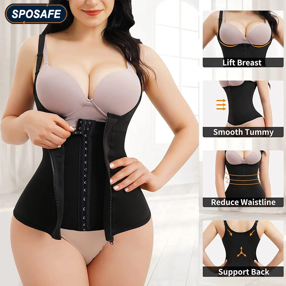 Corsé de entrenamiento de cintura para mujer, chaleco con cremallera, faja  moldeadora de cuerpo, faja deportiva adelgazante, camiseta sin mangas de  sauna con correas ajustables Adepaton WMZL-853-5