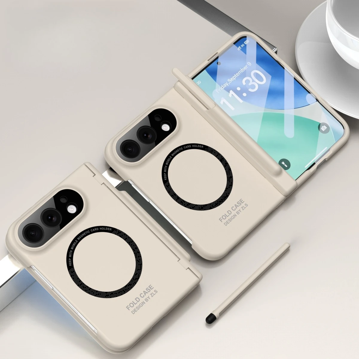 Magnetic Duo Fold Shockproof Case with Screen Protector and Hinge Guard