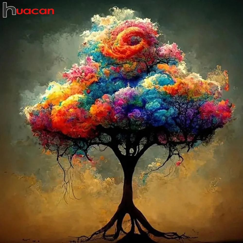 Huacan Full Square/round Diamond Painting Embroidery Tree